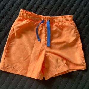 🧡 Primary 2-3 Bright Orange Swim Trunks with Blue Drawstring